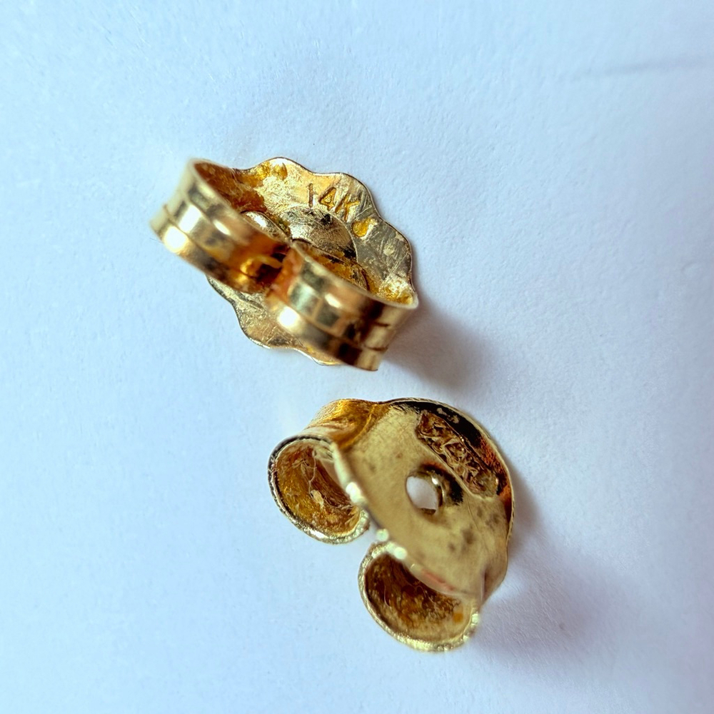 14K Solid Yellow Gold Hawaii Plumeria Flower Cascade Diamond Cut Dangle Earrings - Picture 6 of 8